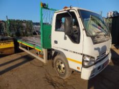 Isuzu NQR 70 Beaver Tail plant lorry (2007) with flip toe electric ramp KE07 FHD - MOT to March 2017