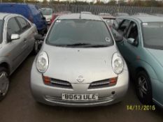 Nissan Micra S - BD53 ULEDate of registration: 01.01.20041240cc, petrol, manual, silverOdometer