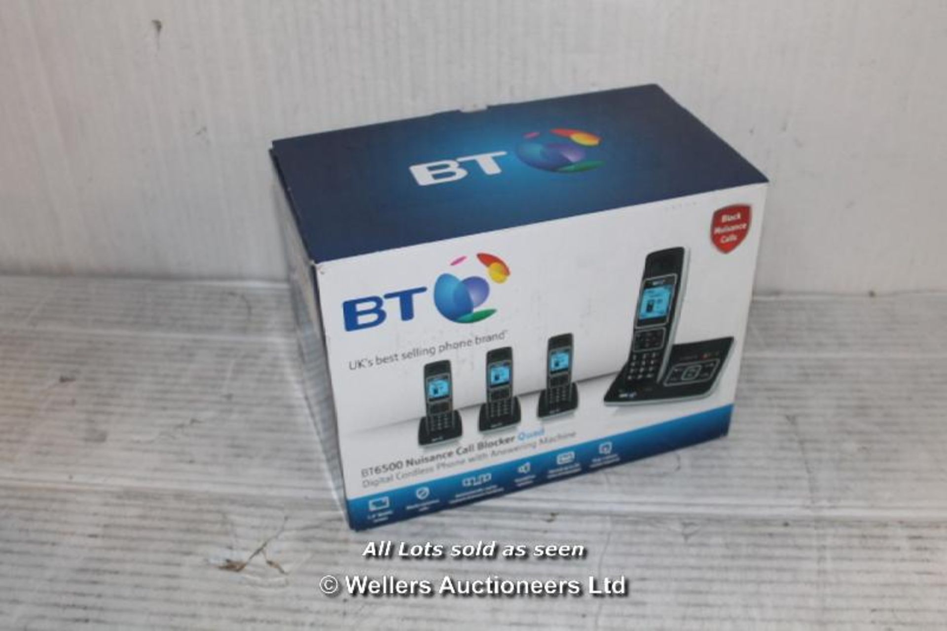 BT 6500 CORDLESS DECT PHONE WITH ANSWER MACHINE AND NUISANCE CALL BLOCKING - QUAD PACK.  / GRADE: