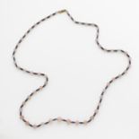 Collana di boules di quarzo rosa da mm 6 a 12,50 circa distanziato da barilotti in oro giallo