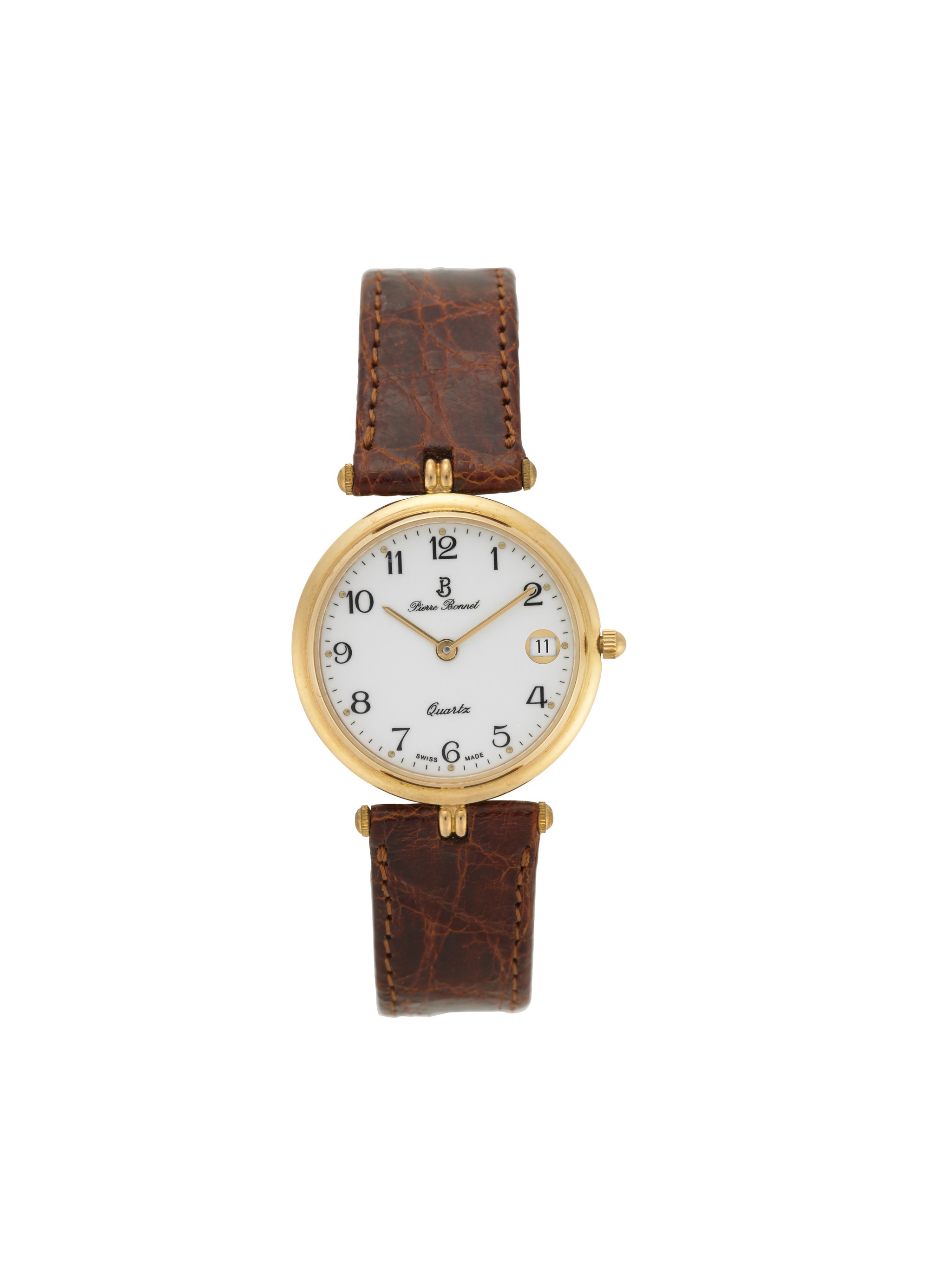 PIERRE BONNET Orologio da polso da uomo in oro 18K Anni '90 Quadrante e  cassa firmati Movimento a