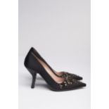 PRADA Scarpe in raso nero con strass (mis 35)