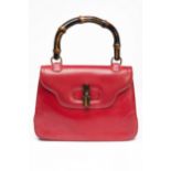 GUCCI, FIRENZE "Bamb?" borsa in pelle rosso ciliegia, cm 26,50