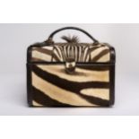 Beauty case in zebra e pelle, cm 31