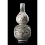 A Famille Verte double gourd vase decorated with flowers and geometric motifs China, 19th century (