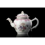 A Famille Rose teapot and cover decorated with flowers China, Qing dynasty, Qianlong period (1736-