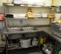 1 x Stainless Steel Commercial Kitchen Sink Basin Unit With Mixer Taps, Undershelf and Over