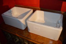 2 x Twyfords Belfast Ceramic Sink Basin - H21 x W48 x D39 cms - CL150 - Ref GRBAR - Location: Canary