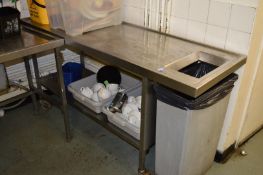 1 x Stainless Steel Commercial Kitchen Waste Bin Unit on Castors With Undershelf - Includes Waste