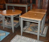 5 x Country Style Pub Restaurant Tables - Four Different Sizes Included - Oak Tops - CL150 - Ref