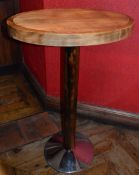 1 x Oval Shaped Poser Table - Stunning Wooden Table With Chrome Base - H107 x W70 x D50 cms -