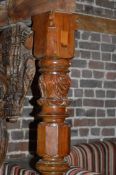 1 x Mahogany Turned Column Post - Height 139 cm - Base Diameter 13.5 cm - Could Be Used as a