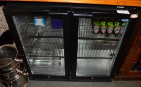 1 x Arborne Two Door Bottle Cooler - BEER CHILLER - Black Finish With Double Pull Out Doors -