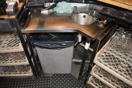 1 x Stainless Steel Corner Sink Basin Workbench Fitted With Hot and Cold Taps - H86 x W102 x D60 cms