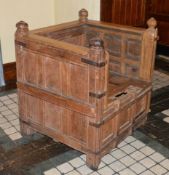 1 x Antique Arts and Crafts Commode Chair - Charming Old Rustic Chair With Commode / Hidden