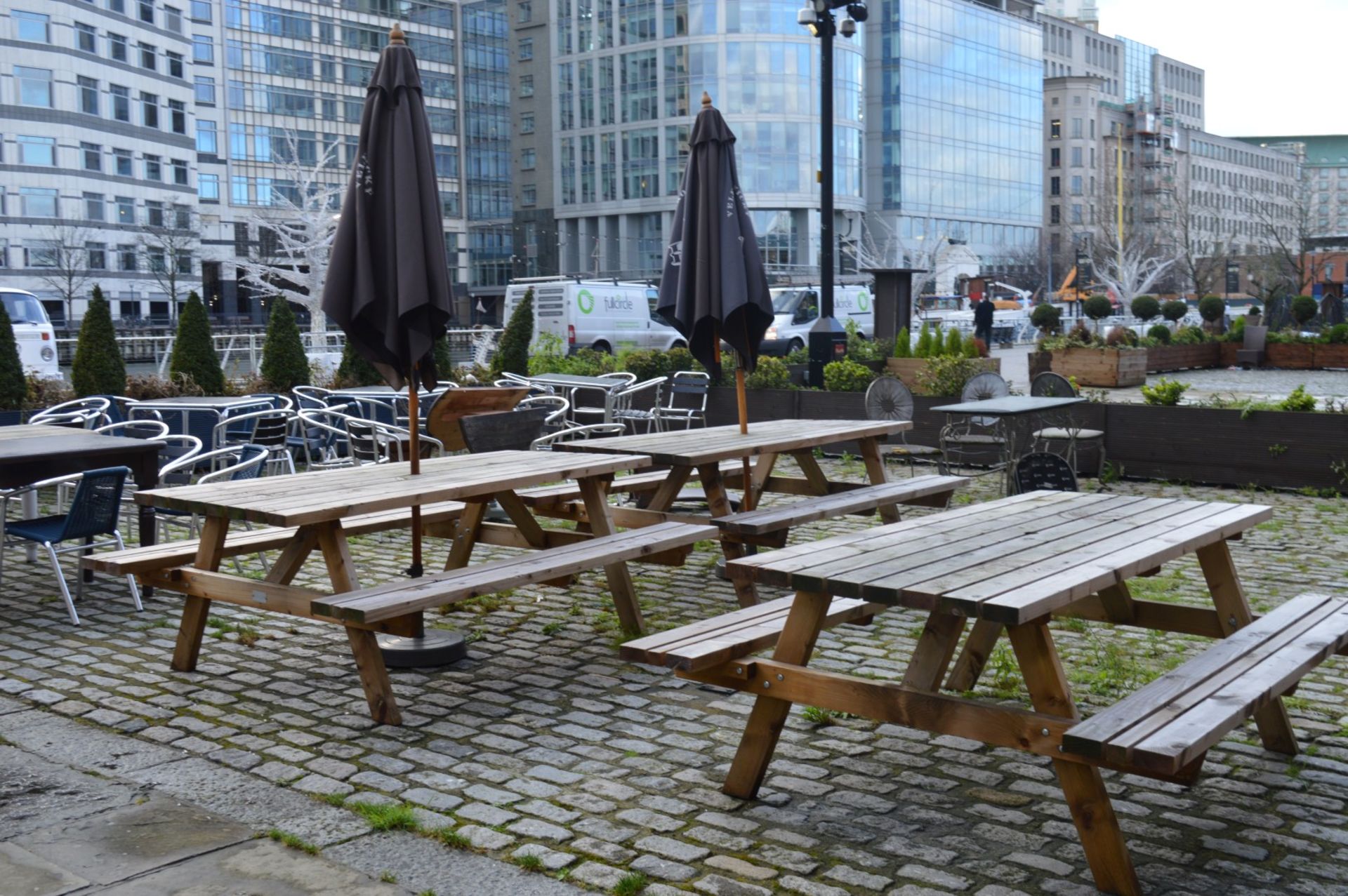 1 x Pub Garden Picnic Table With Attached Benches - For Heavy Duty Commercial Use - Manufactured - Image 3 of 3