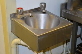 1 x Stainless Steel Hand Wash Basin With Cold and Hot Water Taps - 38 x 40 cms - CL150 - Location: