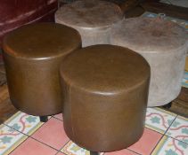 4 x Faux Leather Pouffe Stools - Various Styles Included - CL150 - Ref FURN008 - Location: Canary
