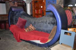 1 x Large Contemporary Sofa - Unusual Piece - Would Benefit From Being ReUpholstered - Purple Faux