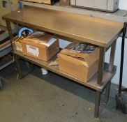 1 x Stainless Steel Commercial Kitchen 2 Tier Shelf Unit - CL150 - Ref C009 - Location: Canary