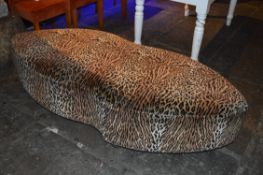 1 x Leopard Print Lip Shaped Seat - Leopard Printe Velvet Style Upholstery - Small Hole in Fabric as