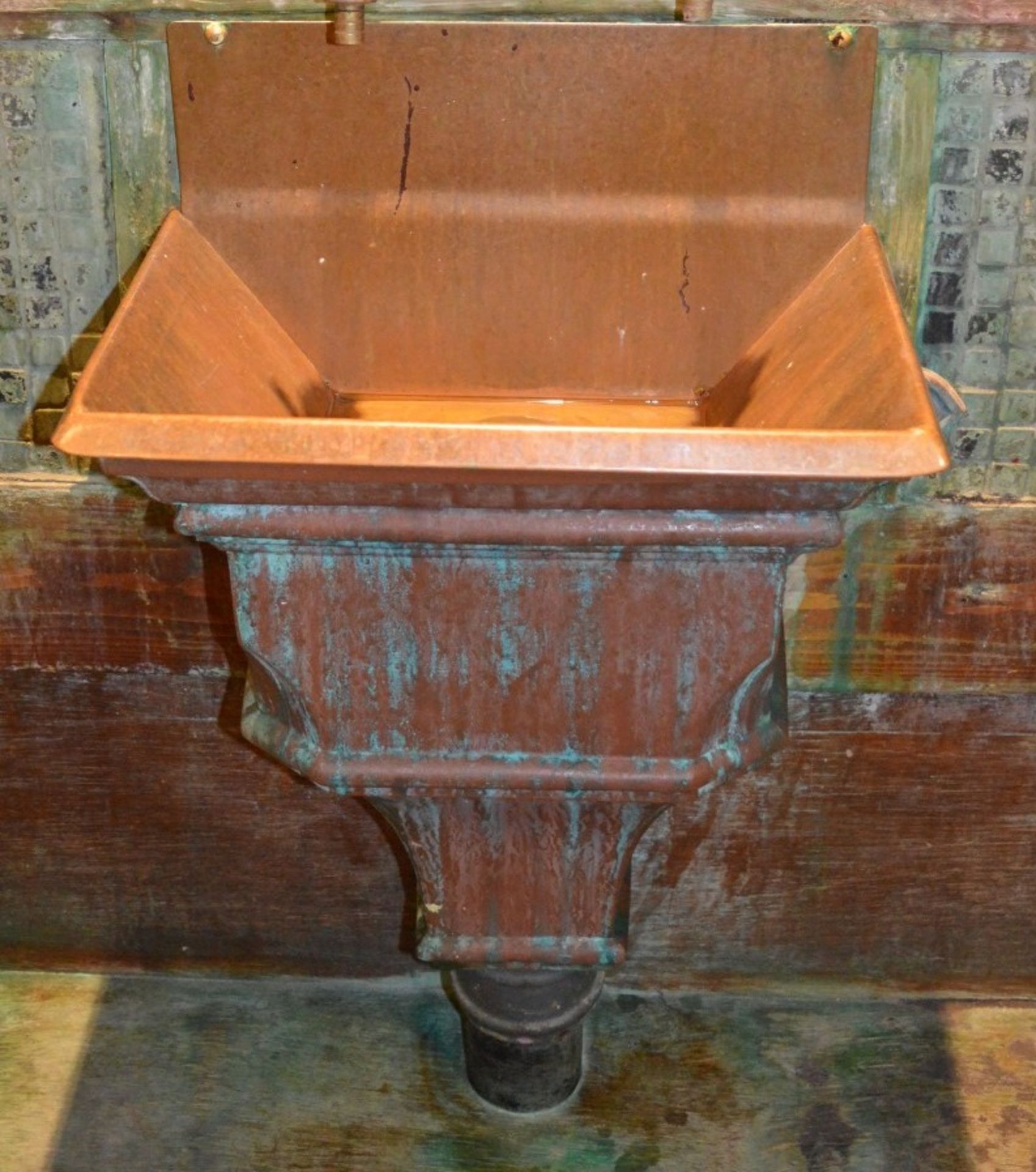 1 x Copper Gutter Leader Hopper Head - Customised Wall Mounted Sink Basin - This is a reclaimed