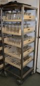 1 x Stainless Steel Commercial Mobile 6 Tier Glass Tray Unit With Castors - Includes 6 Glass Trays -