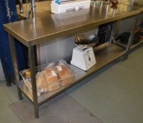 1 x Stainless Steel Commercial Kitchen Prep Bench With Undershelf - H89 x W177 x D40 cms - CL150 -