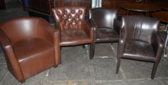 4 x Various Leather / Faux Leather Chairs in Brown - CL150 - Location: Canary Wharf, London, E14