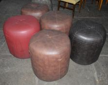 5 x Faux Leather Pouffe Stools - Various Styles Included - CL150 - Ref FURN008 - Location: Canary
