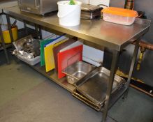 1 x Stainless Steel Commercial Kitchen Prep Bench With Undershelf - H85 x W165 x D60 cms - CL150 -
