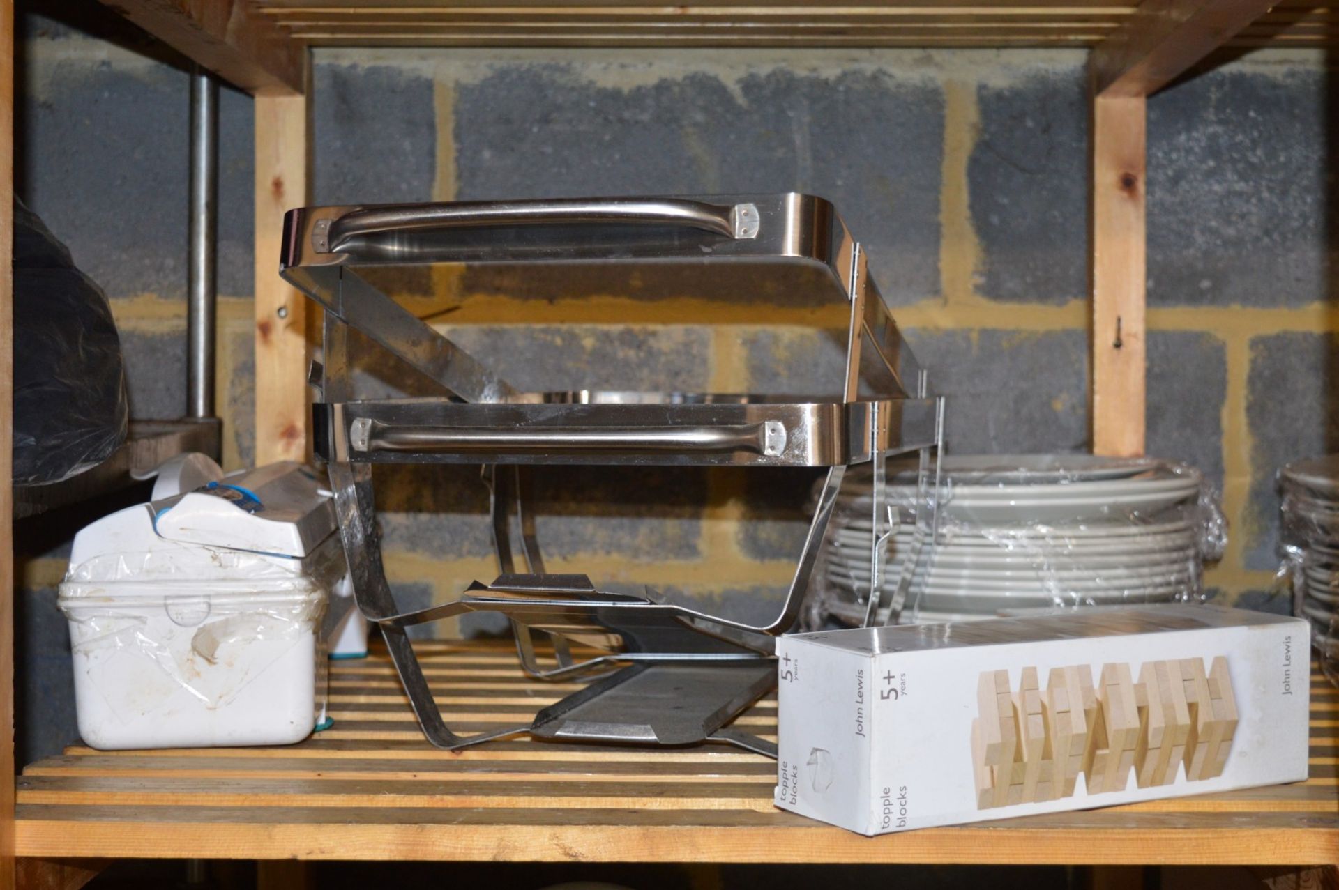 Contents of Shelving Unit Plus Stainless 5 Tier Shelf Unit, Beer Cool and Commercial Microwave - Image 6 of 15