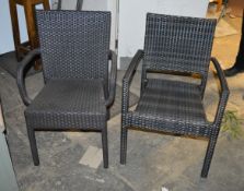 2 x Rattan Garden Chairs With Armrests - CL150 - Location: Canary Wharf, London, E14