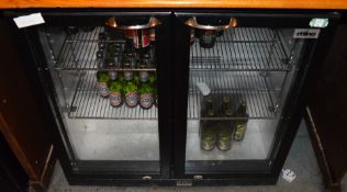 1 x Rhino Two Door Bottle Cooler - BEER CHILLER - Black Finish With Double Pull Out Doors - Contents