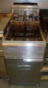 1 x Elite Stainless Steel Twin Basket Gas Fryer - Suitable For Commercial Kitchens - H90 x W40 x D78