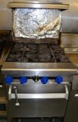 1 x Elite Stainless Steel 4 Burner Gas Cooker - H145 x W61 x D80 cms - CL150 - Location: Canary