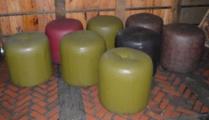 8 x Faux Leather Pouffe Stools - Various Styles Included - CL150 - Ref FURN014 - Location: Canary