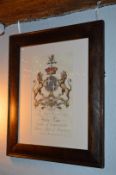 1 x Per Il Contrario Suo Family Crest - The Rights Honourable Henry Paget Earl of Uxbridge Baron