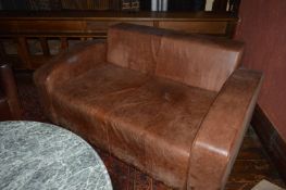 1 x Brown Leather Sofa - Please See The Pictures Provided -  - CL150 - Location: Canary Wharf,