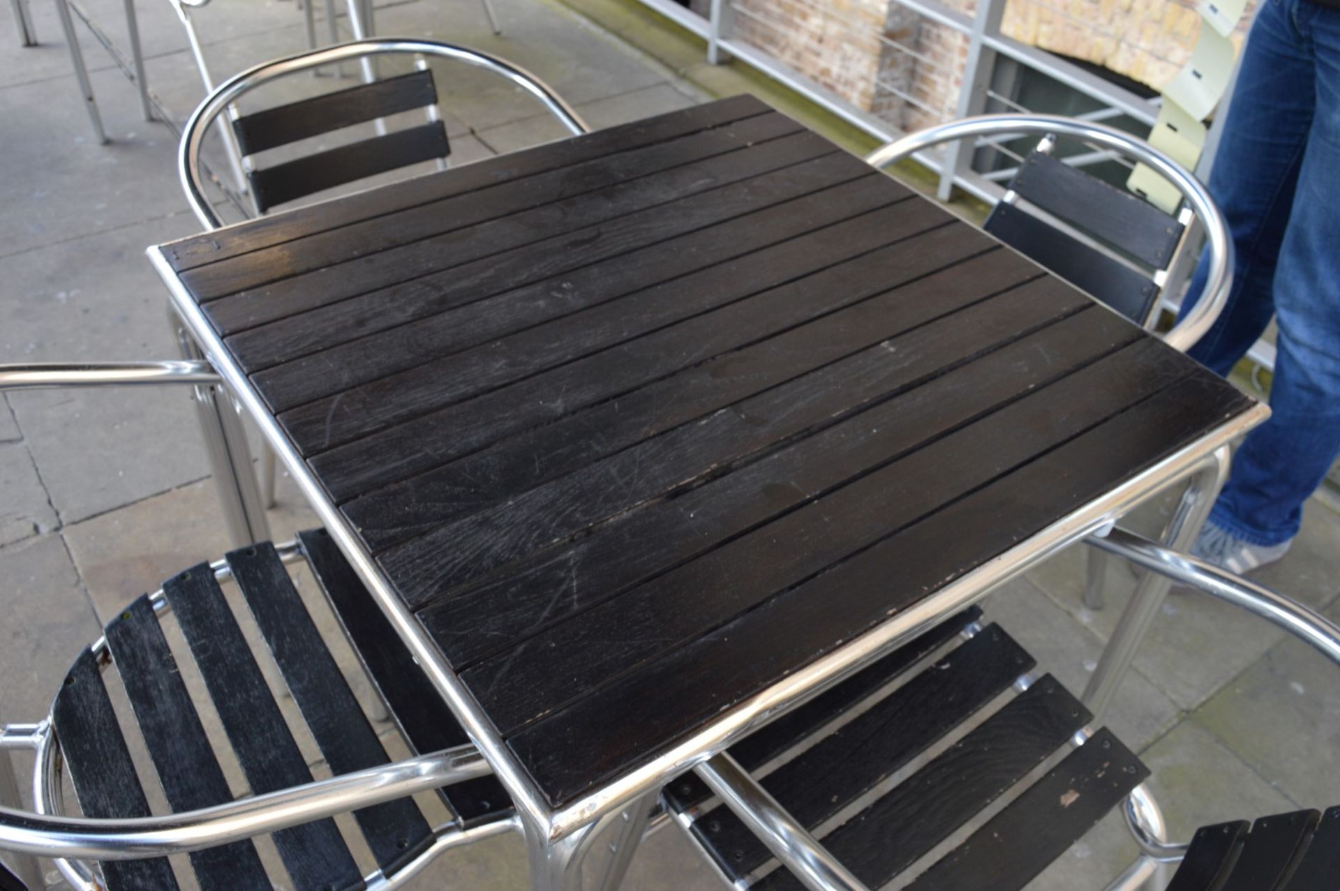 5 x Aluminium Outdoor Garden Tables With Wooden Slat Tops - Please Note That This Lot May Include - Image 2 of 2
