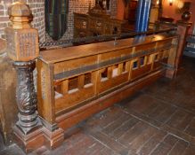 1 x Antique Church Reclamation Choir Stall With Gallery Rail and Original Church Pulprit - Reclaimed