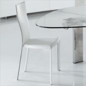 2 x CATTELAN ITALIA "Nina XL" Dining Chairs – Colour: White With Silver Stitching - Ref: 3820261 -