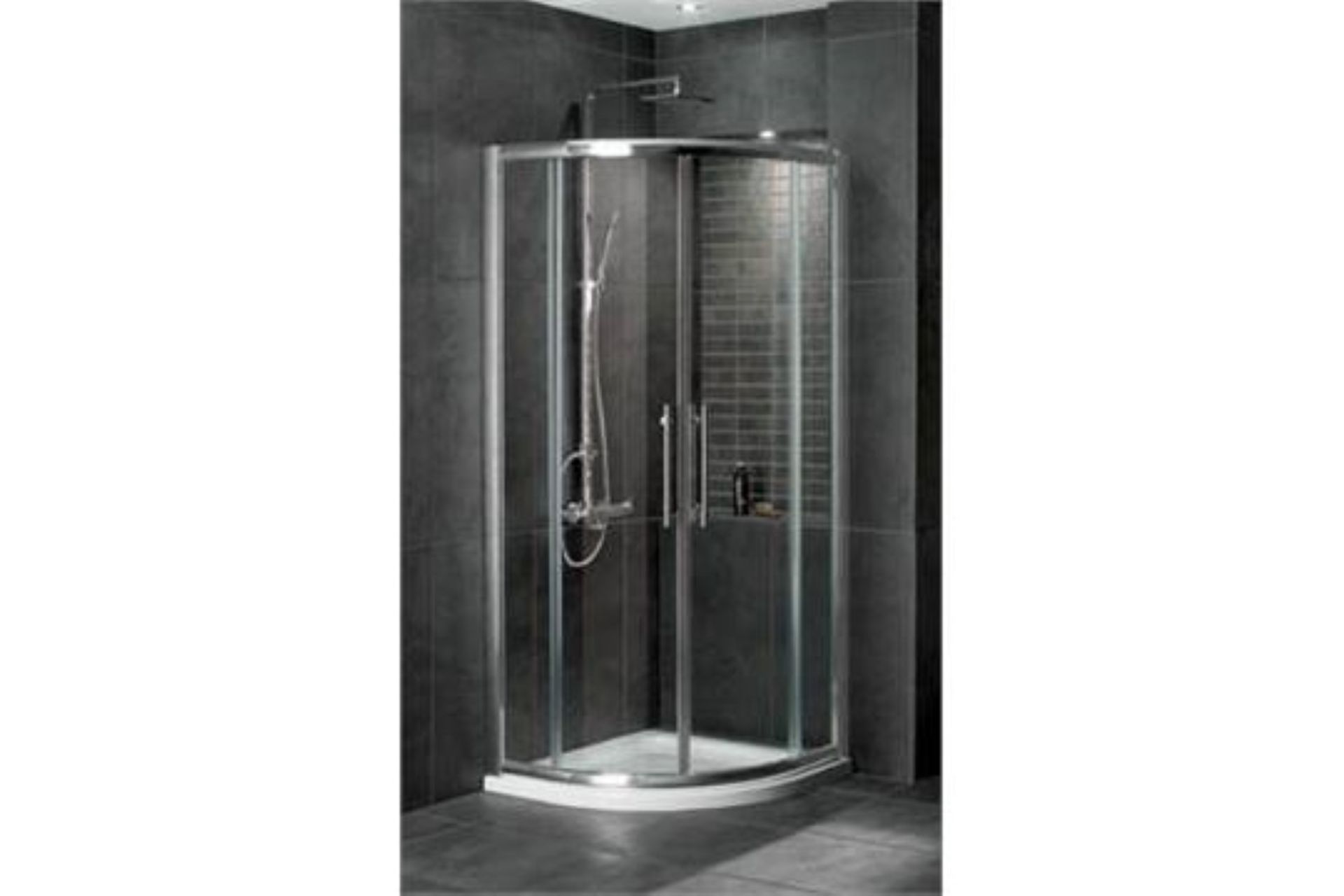 1 x Aqua Latus 800mm Double Door Quad Shower Enclosure With Slimstone Shower Tray - Polished