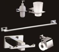 1 x Vogue Series 6 Five Piece Bathroom Accessory Set - Includes WC Roll Holder, Soap Dispenser,