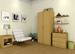 1 x "Panama" Bedroom Furniture Set - Colour: Beech - Set Includes: 2-Door Wardrobe, 3-Drawer Chest