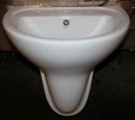1 x Vogue Bathrooms KAMARA Single Tap Hole ONE PIECE SINK BASIN / PEDESTAL - 600mm Width - Brand New