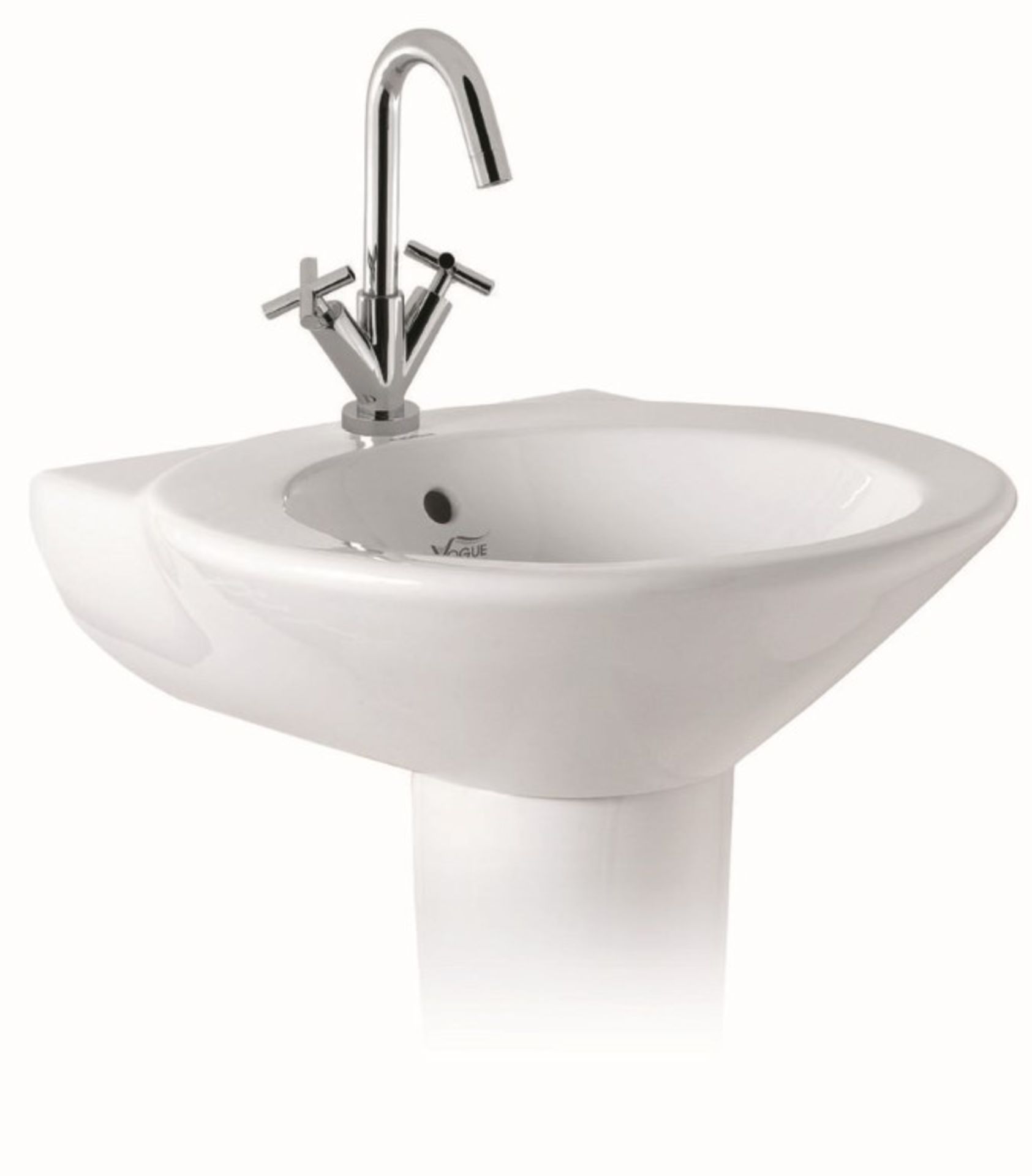 10 x Vogue Bathrooms TEFELI Single Tap Hole Bathroom SINK BASINS with Pedestals - 550mm Width -