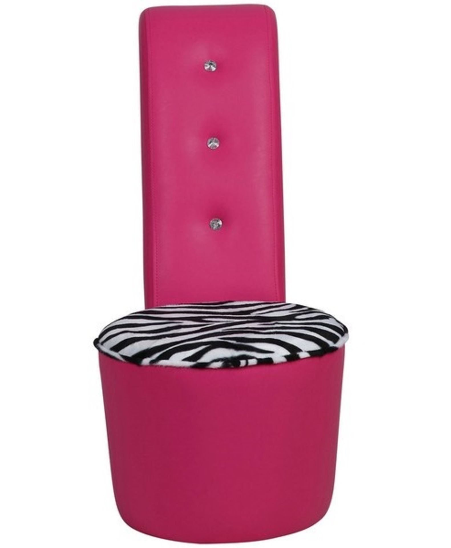 1 x Girls PINK Stiletto Chair - Faux Leather with Diamantes & Zebra Print Design - Brand New & Boxed - Image 2 of 2