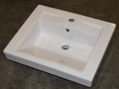1 x Vogue Bathrooms LINOLA Single Tap Hole Counter Top Bathroom Sink Basin - High Quality Ceramic