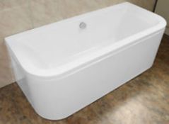 1 x Vogue Bathrooms Options Back to Wall D Shape Double Ended Acrylic Bath With Side Panel - Stylish